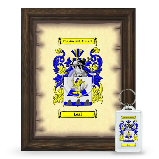 Leal Framed Coat of Arms and Keychain - Brown