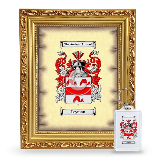 Leyman Framed Coat of Arms and Keychain - Gold