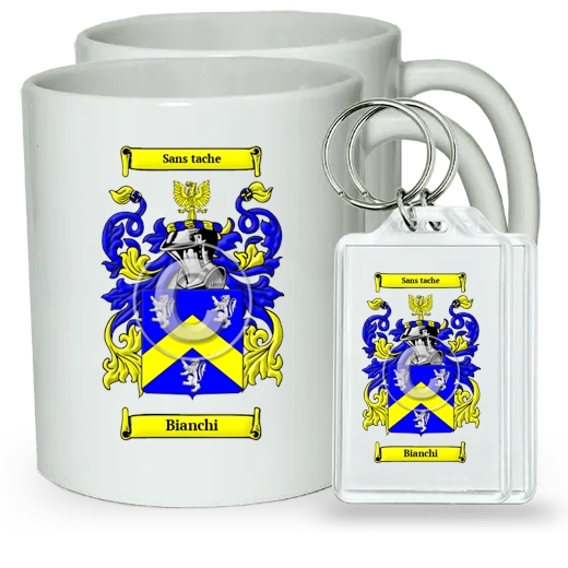 Bianchi Pair of Coffee Mugs and Pair of Keychains