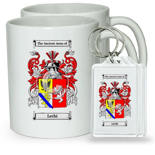 Lechi Pair of Coffee Mugs and Pair of Keychains
