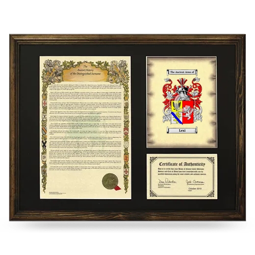 Lexi Framed Surname History and Coat of Arms - Brown