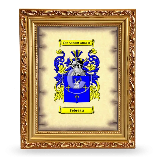 Febreau Coat of Arms Framed - Gold