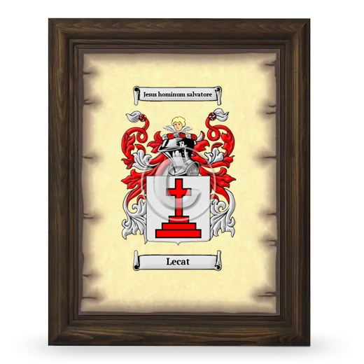 Lecat Coat of Arms Framed - Brown