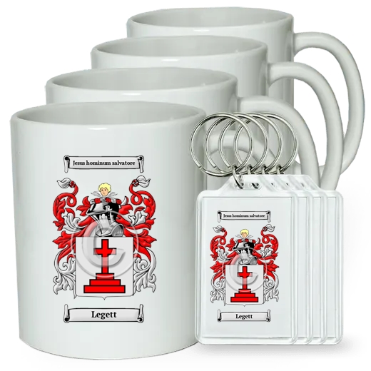 Legett Set of 4 Coffee Mugs and Keychains