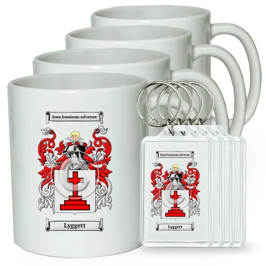 Lyggett Set of 4 Coffee Mugs and Keychains