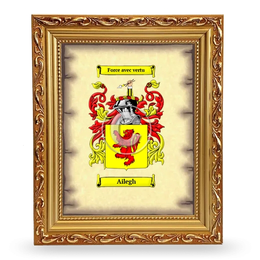 Ailegh Coat of Arms Framed - Gold