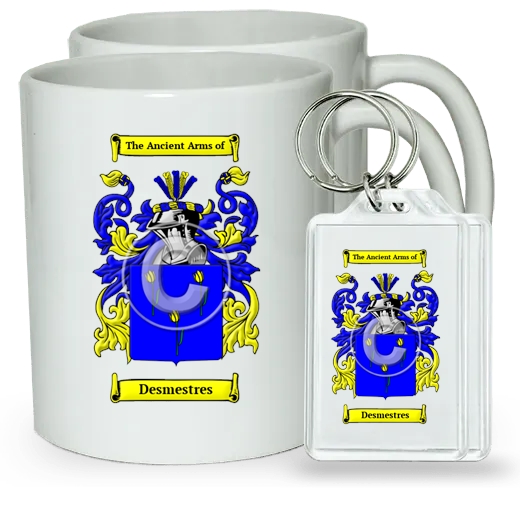 Desmestres Pair of Coffee Mugs and Pair of Keychains