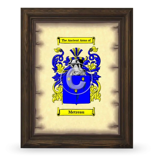 Metreau Coat of Arms Framed - Brown