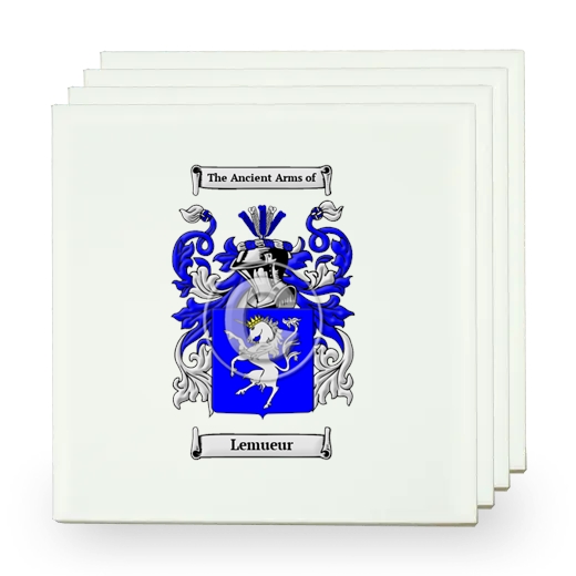 Lemueur Set of Four Small Tiles with Coat of Arms