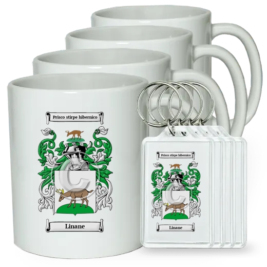 Linane Set of 4 Coffee Mugs and Keychains