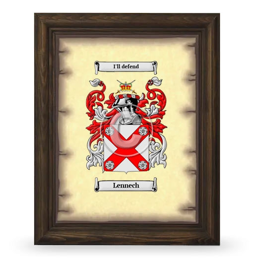 Lennech Coat of Arms Framed - Brown