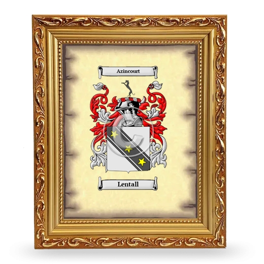 Lentall Coat of Arms Framed - Gold