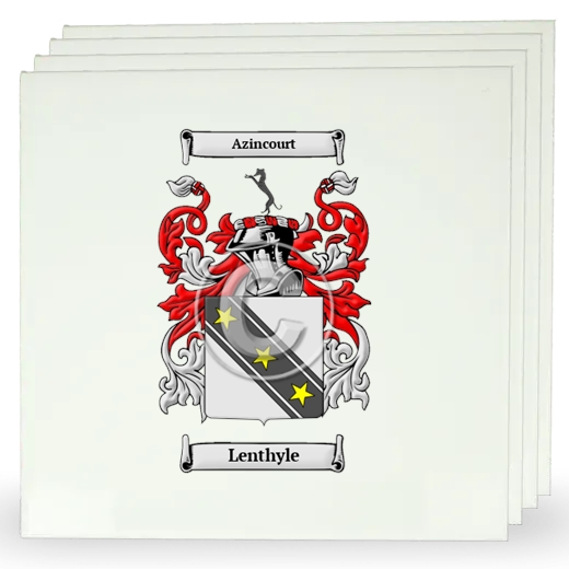 Lenthyle Set of Four Large Tiles with Coat of Arms