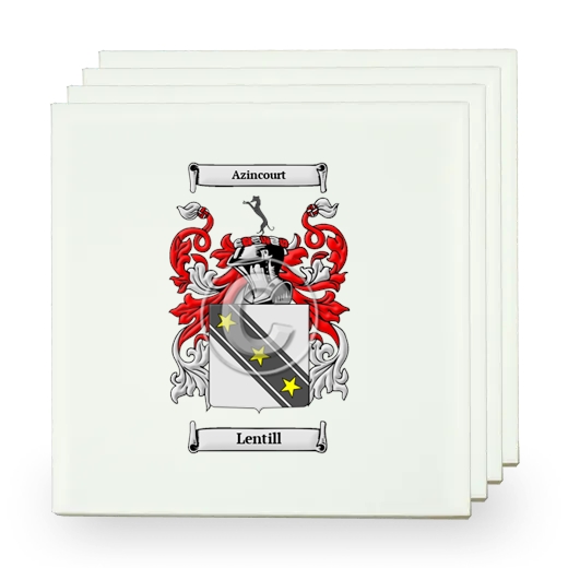 Lentill Set of Four Small Tiles with Coat of Arms