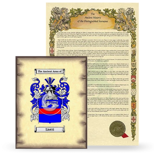 Liotti Coat of Arms and Surname History Package