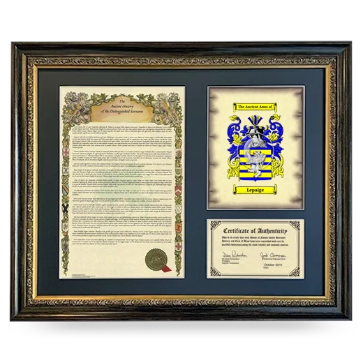 Lepaige Framed Surname History and Coat of Arms- Heirloom