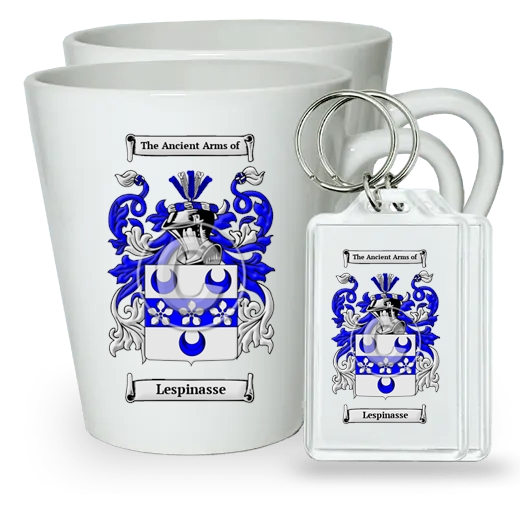 Lespinasse Pair of Latte Mugs and Pair of Keychains