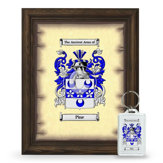 Pine Framed Coat of Arms and Keychain - Brown