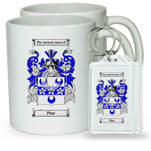 Pine Pair of Coffee Mugs and Pair of Keychains