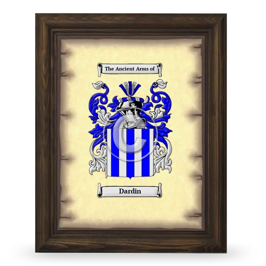 Dardin Coat of Arms Framed - Brown