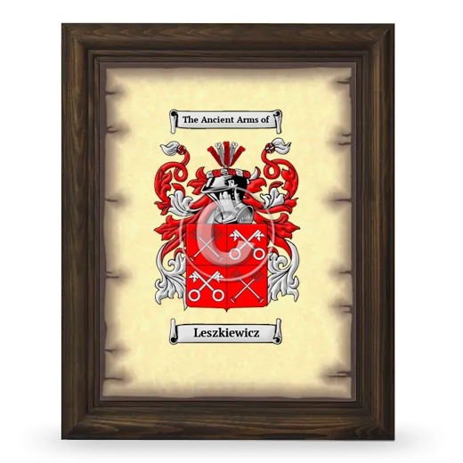 Leszkiewicz Coat of Arms Framed - Brown