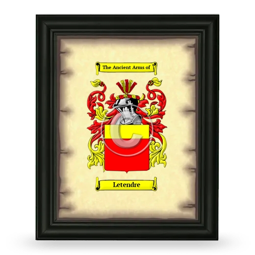 Letendre Coat of Arms Framed - Black