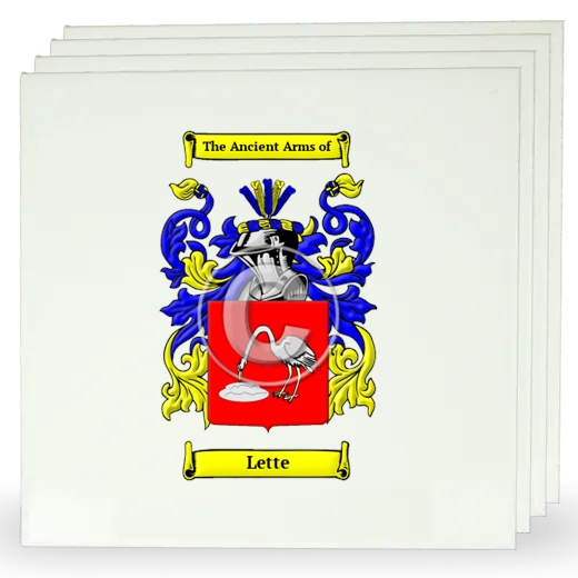 Lette Set of Four Large Tiles with Coat of Arms