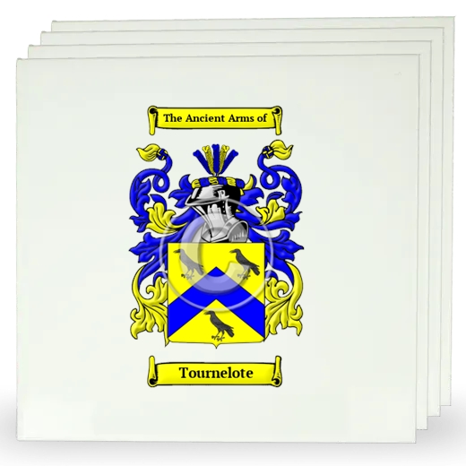 Tournelote Set of Four Large Tiles with Coat of Arms