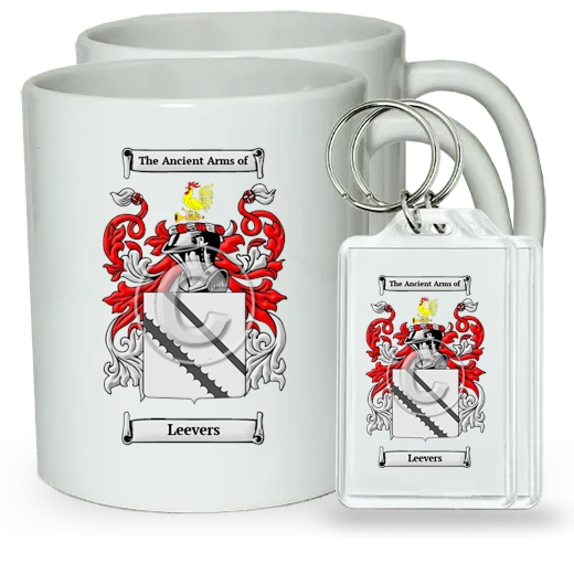 Leevers Pair of Coffee Mugs and Pair of Keychains