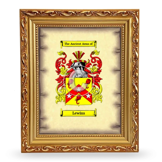 Lewins Coat of Arms Framed - Gold