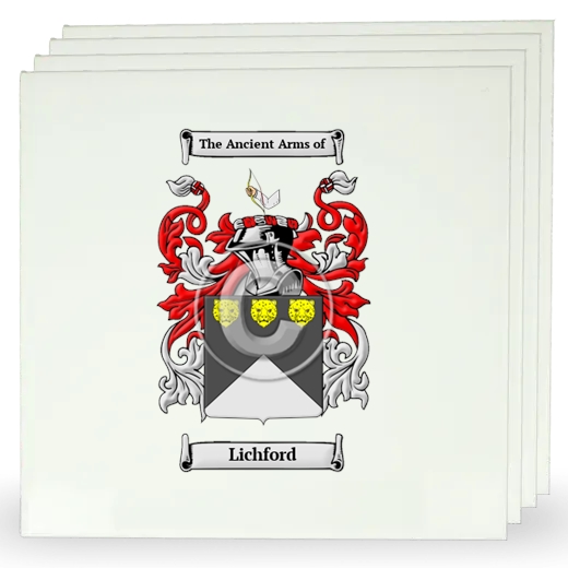 Lichford Set of Four Large Tiles with Coat of Arms