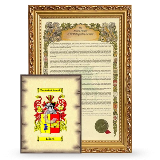 Lillard Framed History and Coat of Arms Print - Gold