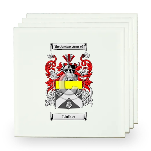 Liniker Set of Four Small Tiles with Coat of Arms