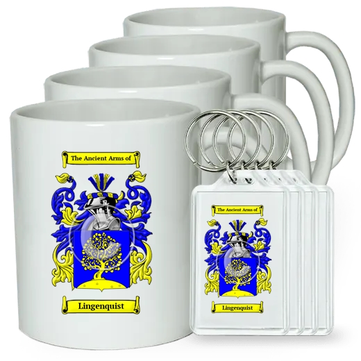 Lingenquist Set of 4 Coffee Mugs and Keychains