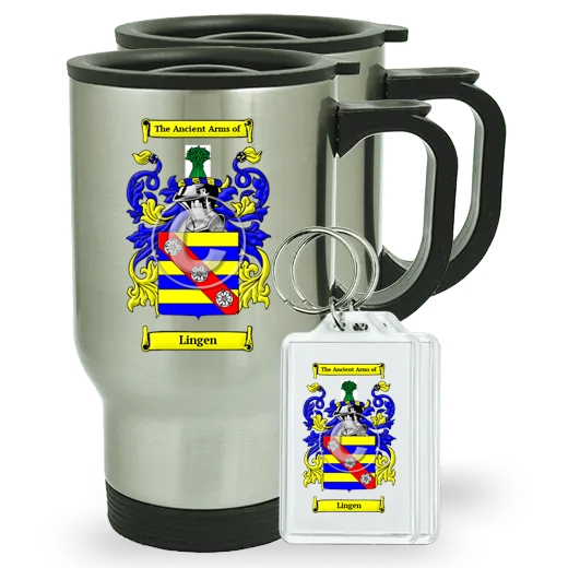 Lingen Pair of Travel Mugs and pair of Keychains