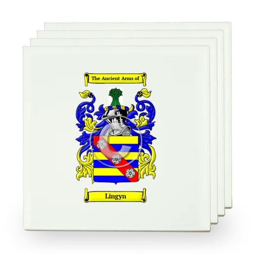 Lingyn Set of Four Small Tiles with Coat of Arms