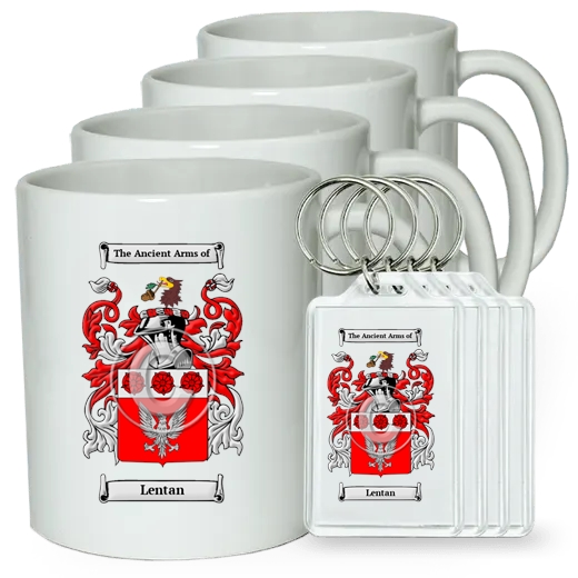 Lentan Set of 4 Coffee Mugs and Keychains