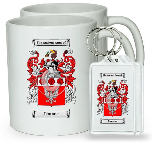 Lintane Pair of Coffee Mugs and Pair of Keychains