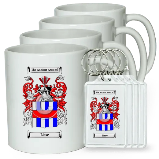 Lisse Set of 4 Coffee Mugs and Keychains