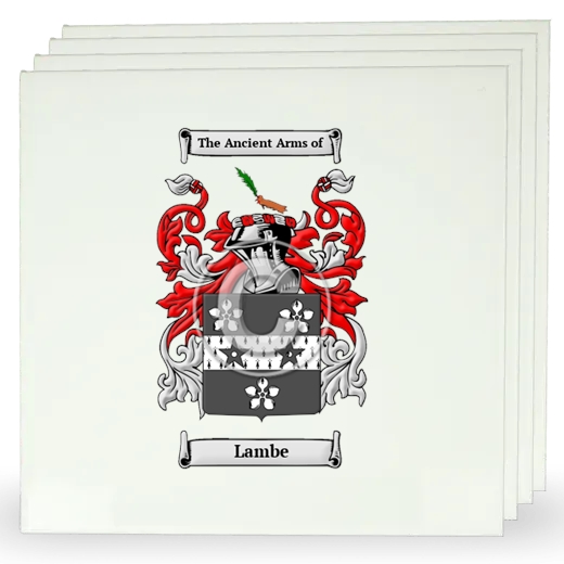 Lambe Set of Four Large Tiles with Coat of Arms