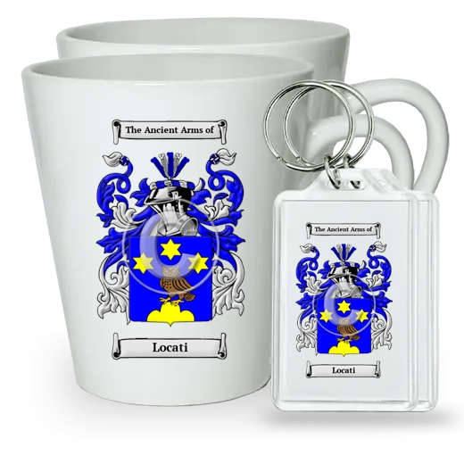 Locati Pair of Latte Mugs and Pair of Keychains