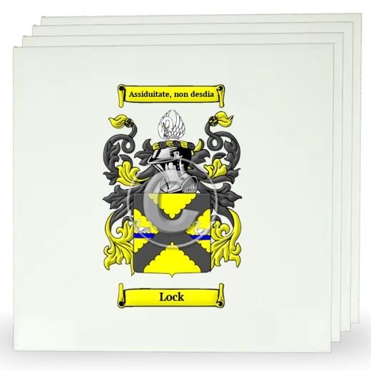 Lock Set of Four Large Tiles with Coat of Arms