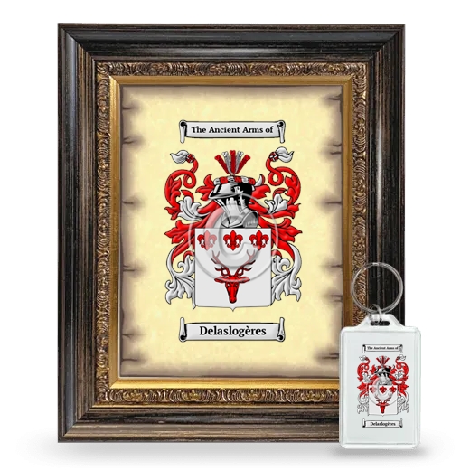 Delaslogères Framed Coat of Arms and Keychain - Heirloom