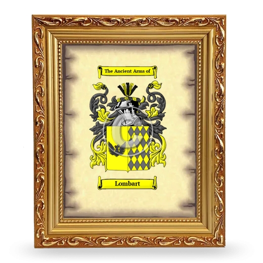 Lombart Coat of Arms Framed - Gold