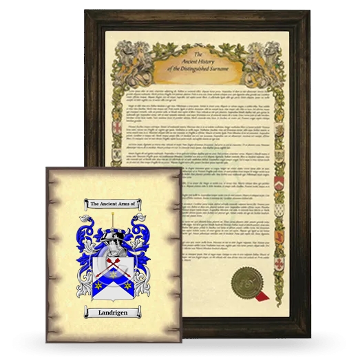 Landrigen Framed History and Coat of Arms Print - Brown