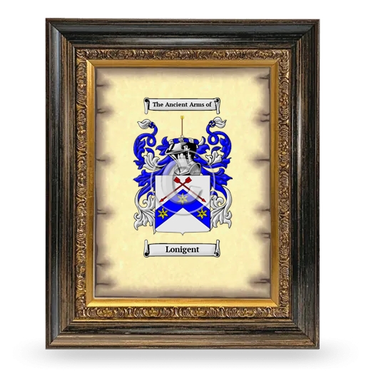 Lonigent Coat of Arms Framed - Heirloom