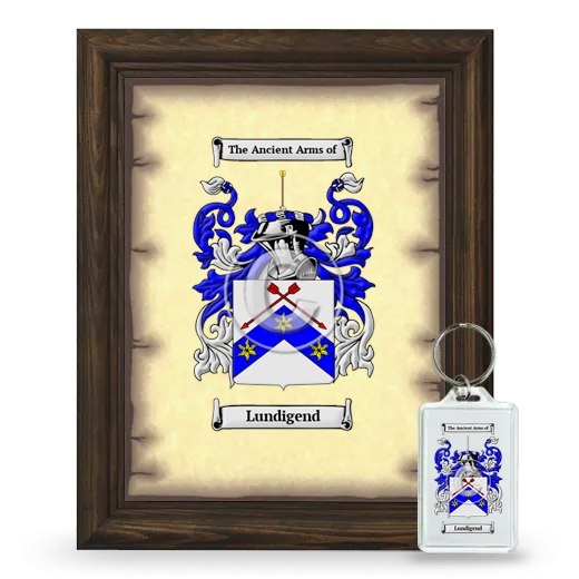 Lundigend Framed Coat of Arms and Keychain - Brown