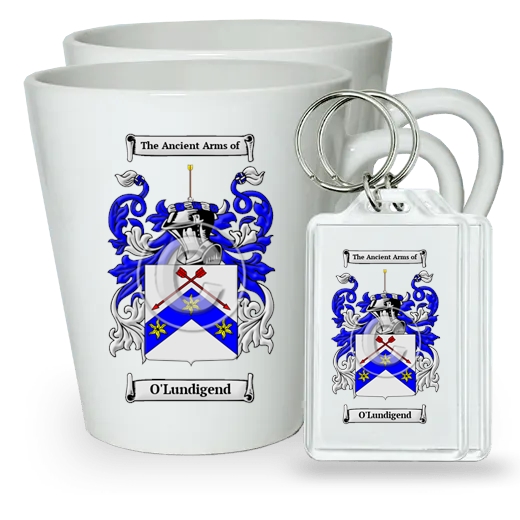 O'Lundigend Pair of Latte Mugs and Pair of Keychains