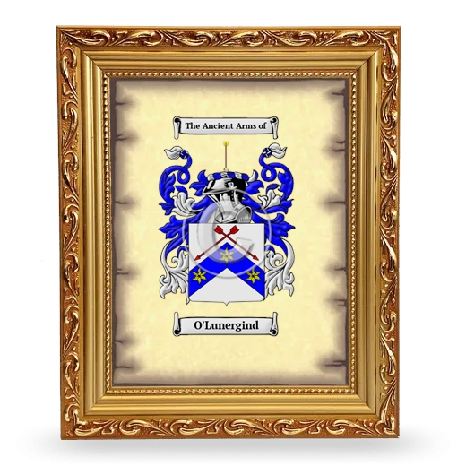 O'Lunergind Coat of Arms Framed - Gold