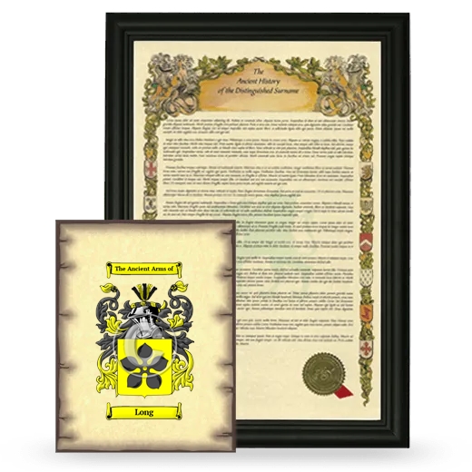 Long Framed History and Coat of Arms Print - Black